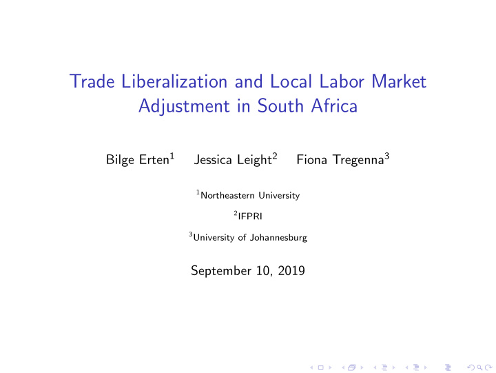 trade liberalization and local labor market adjustment in