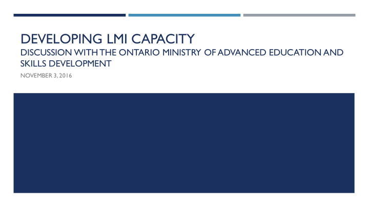 developing lmi capacity