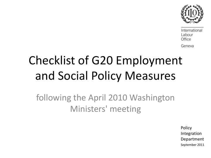 checklist of g20 employment