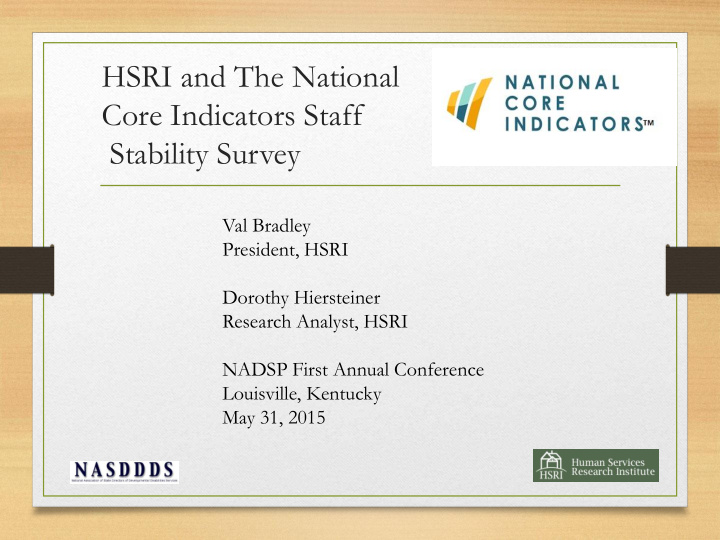 hsri and the national core indicators staff stability