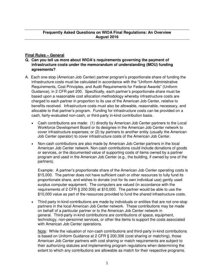 frequently asked questions on wioa final regulations an