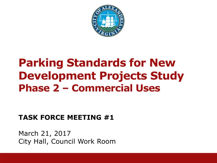 parking standards for new development projects study