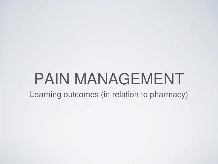 pain management