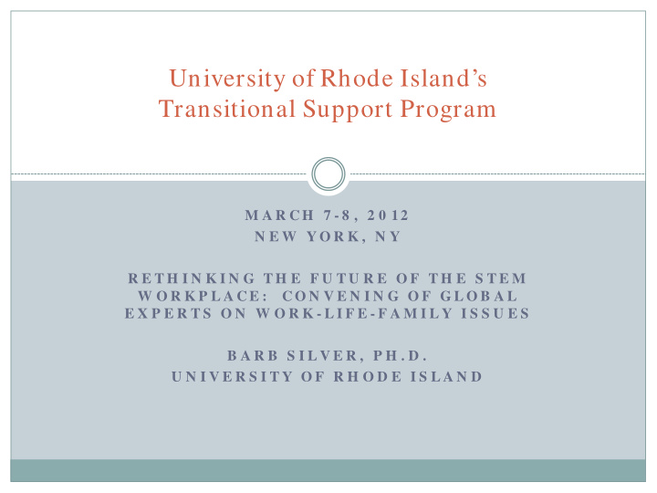 university of rhode island s transitional support program