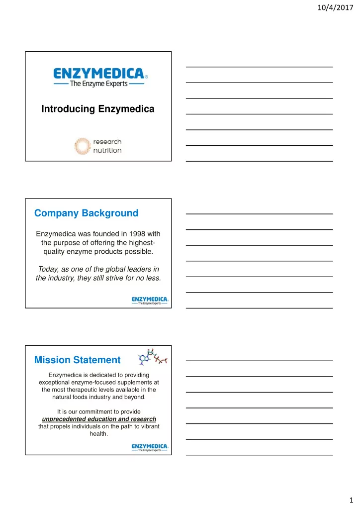 i t introducing enzymedica d i e di company background