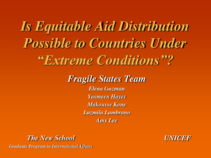 is equitable aid distribution