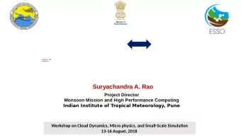 Suryachandra A. Rao  Project Director  Monsoon Mission and High Performance Computing  Indian