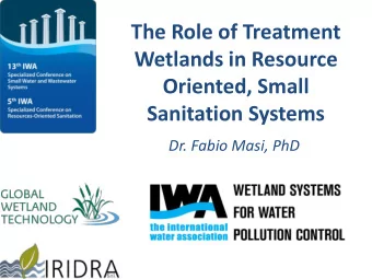 Wetlands in Resource  Oriented, Small  Sanitation Systems  Dr. Fabio Masi, PhD  CW systems: a