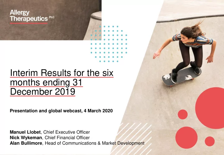 interim results for the six