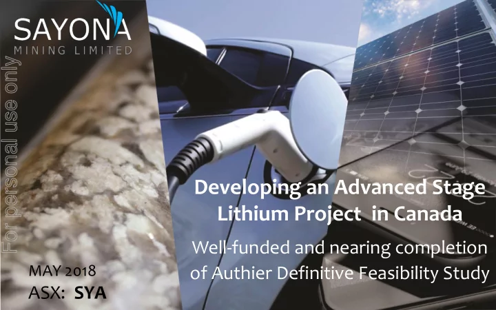 developing an advanced stage lithium project in canada