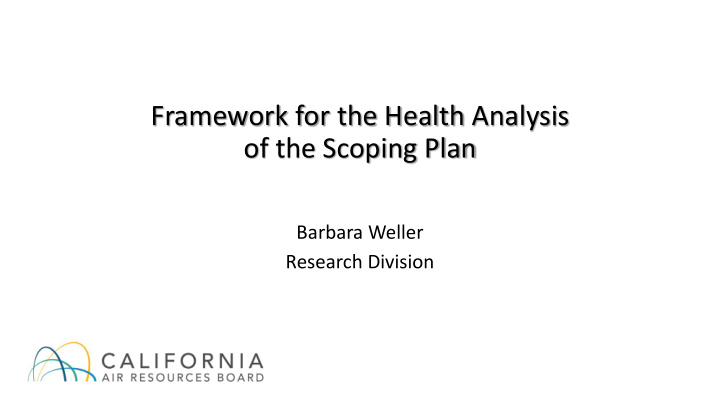 framework for the health analysis of the scoping plan