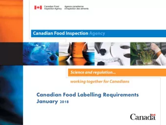 Canadian Food Labelling Requirements  January 2018  The Canadian Food Inspection Agency  Food