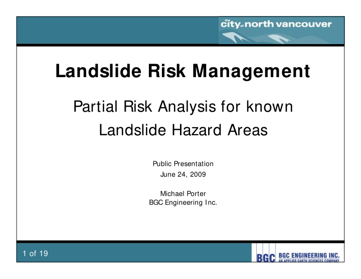 landslide risk management