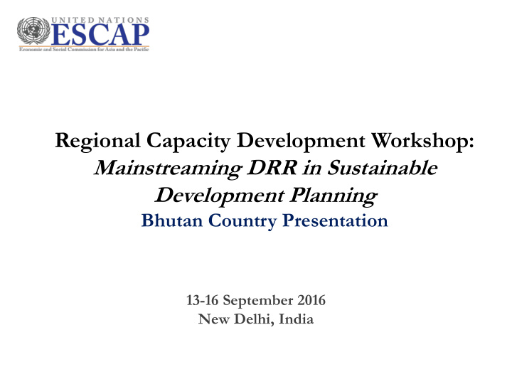 regional capacity development workshop mainstreaming drr