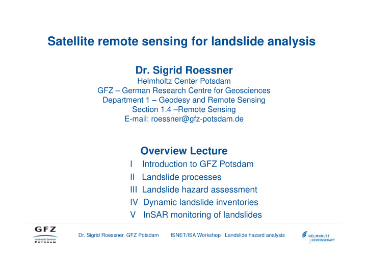 satellite remote sensing for landslide analysis