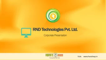 RND Technologies Pvt. Ltd.  Corporate Presentation  Visit:    www.hostshop.in  About Us  Why Us ?