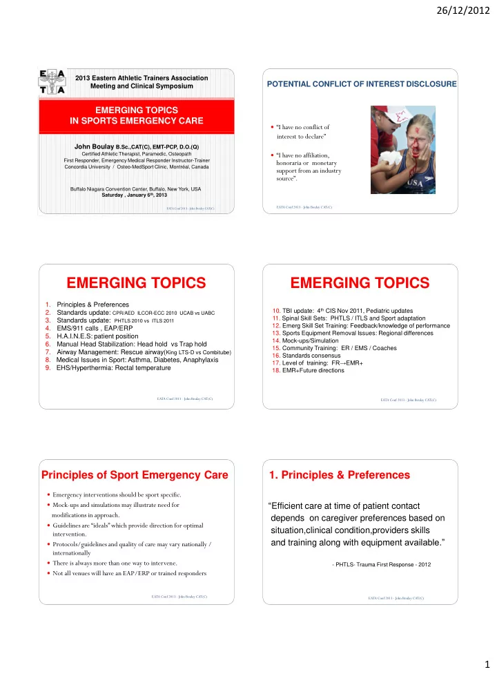 2013 eastern athletic trainers association potential