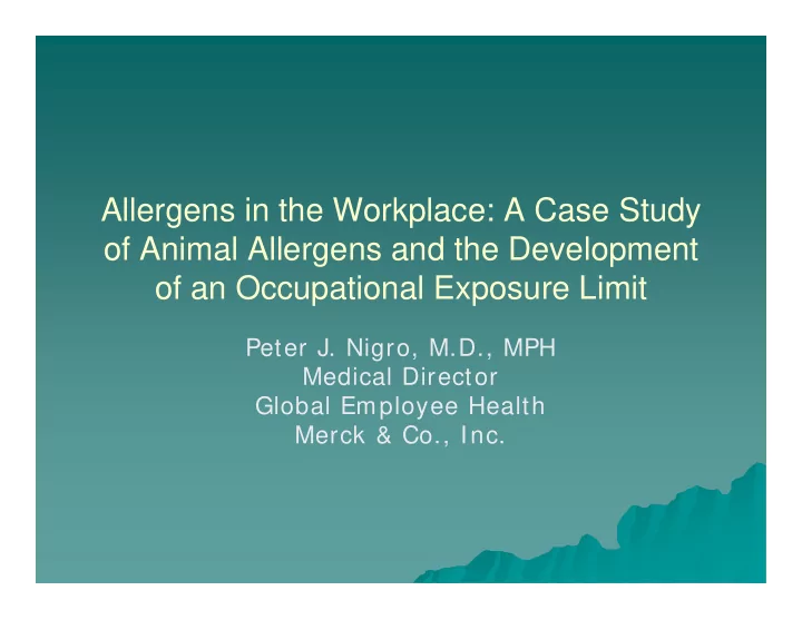 allergens in the workplace a case study of animal