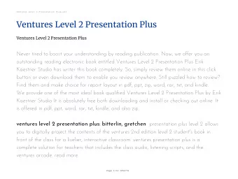 Ventures Level 2 Presentation Plus  Ventures Level 2 Presentation Plus  Never tired to boost your
