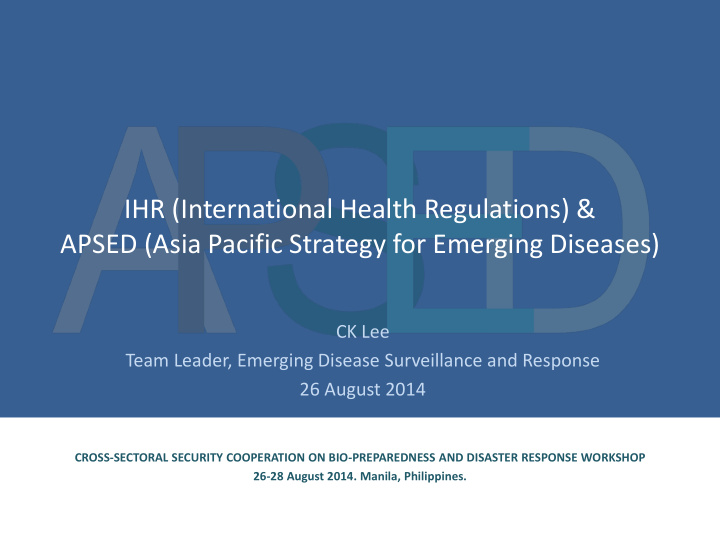 ihr international health regulations apsed asia pacific