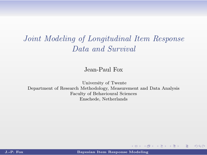 joint modeling of longitudinal item response data and