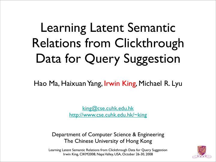 learning latent semantic relations from clickthrough data