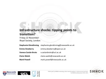 transition?  Friday 22 November  Royal Society, London Stephanie Glendinning