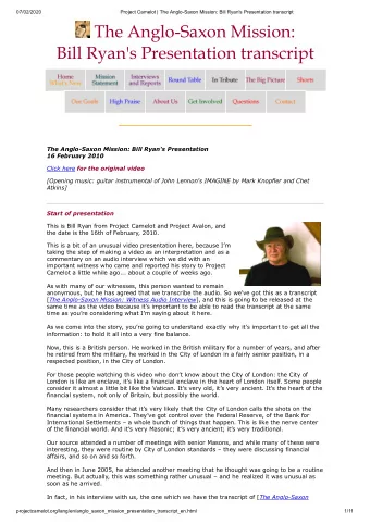 The Anglo-Saxon Mission:  Bill Ryan's Presentation transcript  _____________________________  The