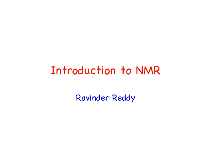 introduction to nmr