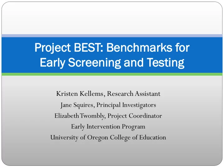 proj pr oject ect be best be benc nchma marks rks for or
