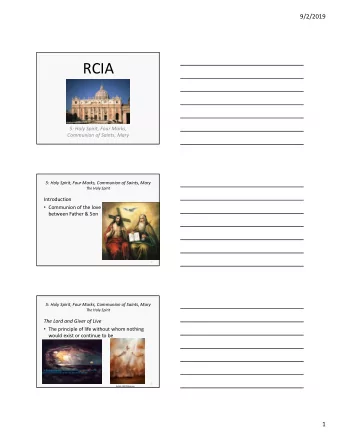 RCIA  5: Holy Spirit, Four Marks,  Communion of Saints, Mary  5: Holy Spirit, Four Marks, Communion