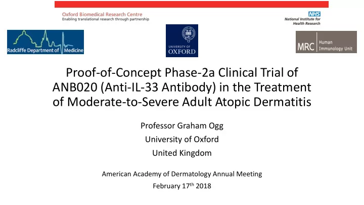 proof of concept phase 2a clinical trial of anb020 anti