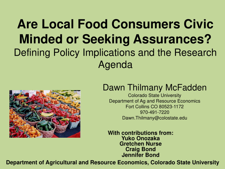 are local food consumers civic minded or seeking