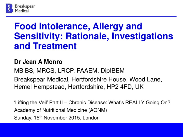 food intolerance allergy and