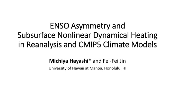 enso asymmetry ry and