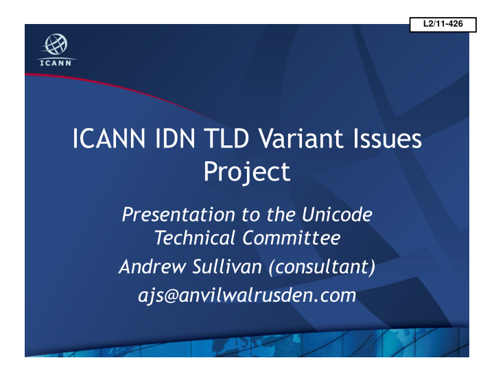 icann idn tld variant issues project