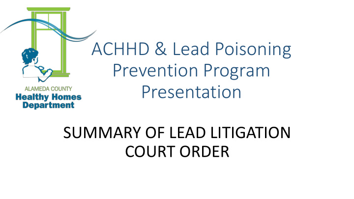 achhd lead poisoning