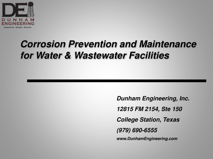 corrosion prevention and maintenance for water wastewater