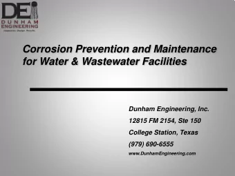 Corrosion Prevention and Maintenance  for Water &amp; Wastewater Facilities  Dunham Engineering,