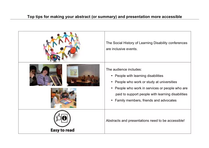 top tips for making your abstract or summary and