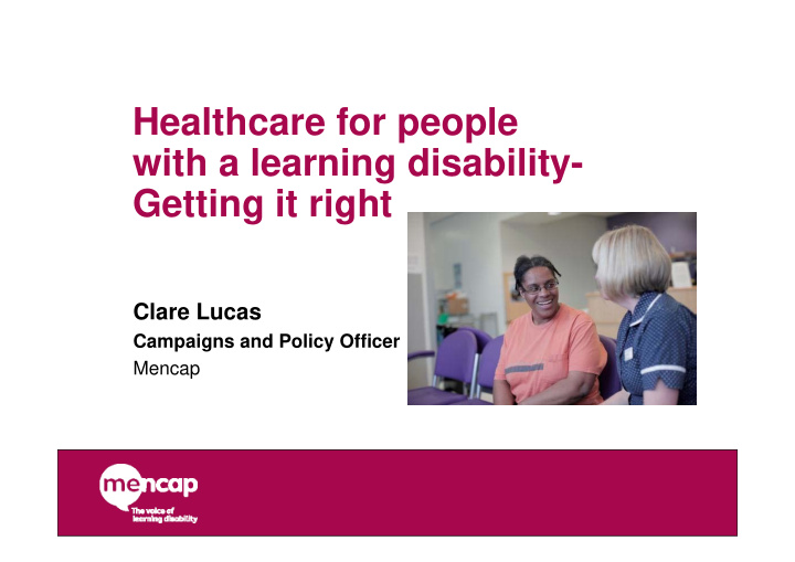 healthcare for people with a learning disability getting