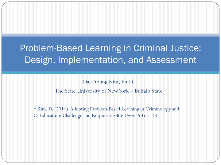 problem based learning in criminal justice design