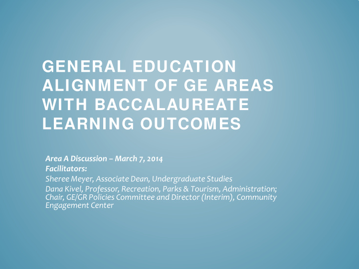 general education alignment of ge areas with