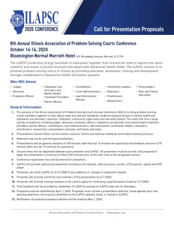 Call for Presentation Proposals  8th Annual Illinois Association of Problem-Solving Courts