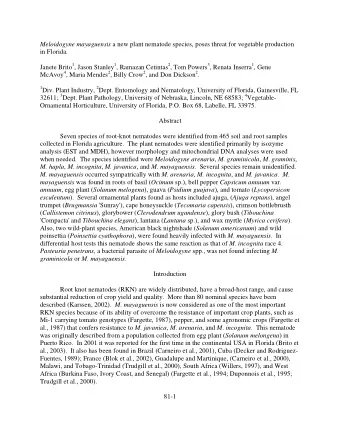 Root knot nematodes (RKN) are widely distributed, have a broad-host range, and cause  substantial