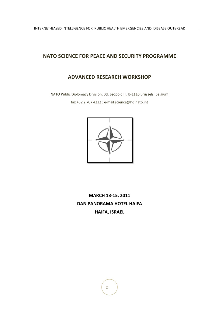 nato science for peace and security programme advanced