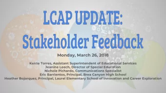 Monday, March 26, 2018  Kerrie Torres, Assistant Superintendent of Educational Services  Jeanine