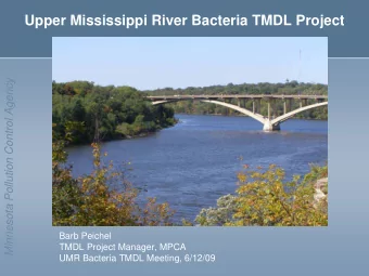 Upper Mississippi River Bacteria TMDL Project  Minnesota Pollution Control Agency  Barb Peichel