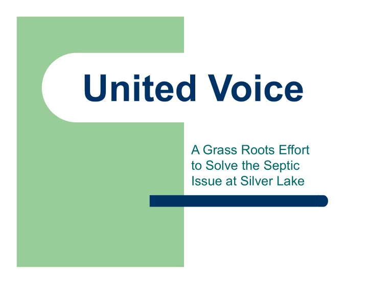 a grass roots effort to solve the septic issue at silver