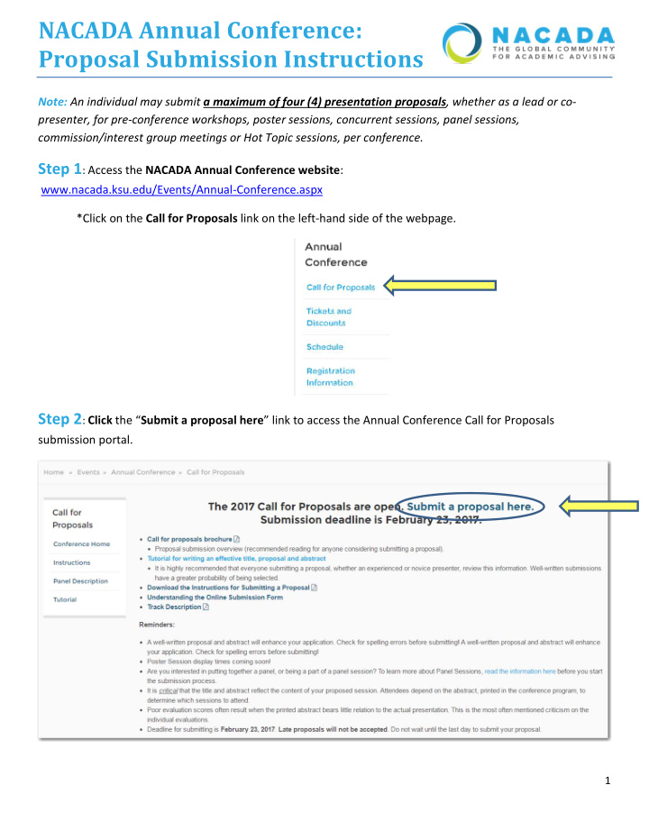 nacada annual conference proposal submission instructions